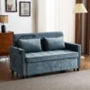 Loveseat Sofa Pull Out Sofa Bed Sleeper Sofa With A Reversible Backrest Cushion, Side Pockets, 2 USB Ports And A Phone Holder For Living Room - Blue - Image 9