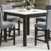 5-Piece Counter Height Dining Table Set With One Faux Marble Top Dining Table And Four Velvet Upholstered Chairs - Gray - Image 10