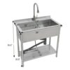 Stainless Steel Freestanding Utility Sink With Pull Out Faucet, Large Single Bowl - Brushed Nickel - Image 3