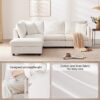 Modern Sectional Sofa With Vertical Stripes, 2 Pillows, 5 Seat Couch With Convertible Ottoman, Various Combinations, L-Shape Indoor Furniture - White - Image 18