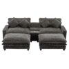 Modern Chenille Upholstered Sectional Sofa With Ottomans, USB Ports, Cup Holders, And Storage - Gray - Image 16