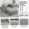 Wide Modern Oversized Armchair With Ottoman Stool, Single Sofa With Lumbar Support, Accent Chair, Reading Chair For Bedroom, Living Room - Light Gray - Image 5