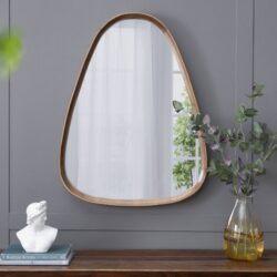 Irrgeular Mirror With Frame, Wall Mirror For Living Room Bathroom Entryway - Brown