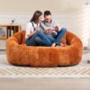 Durable Comfort High Back Bean Bag Sofa Lounger For Adults And Kids, Indoor & Outdoor - Orange - Image 8