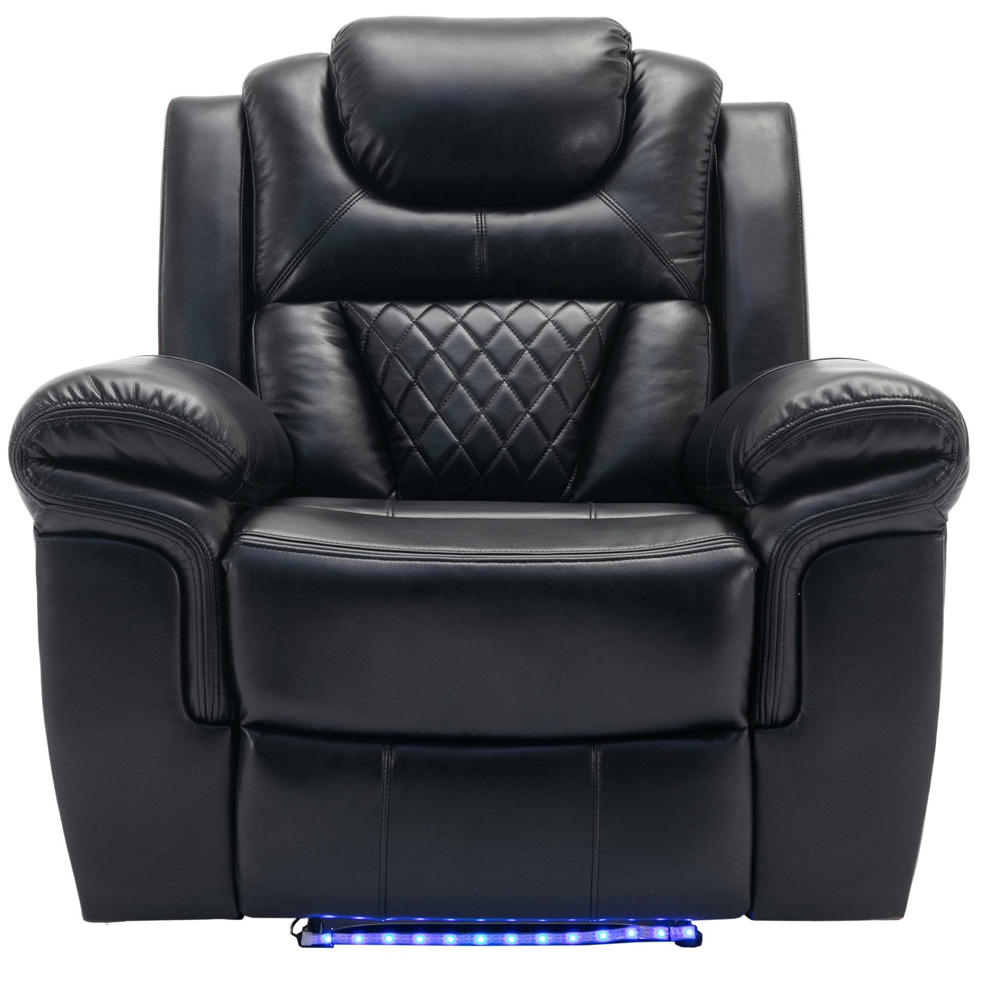 3 Pieces Recliner Sofa Sets Home Theater Seating Manual Recliner Chair With Center Console And Led Light Strip For Living Room - Black - Image 23