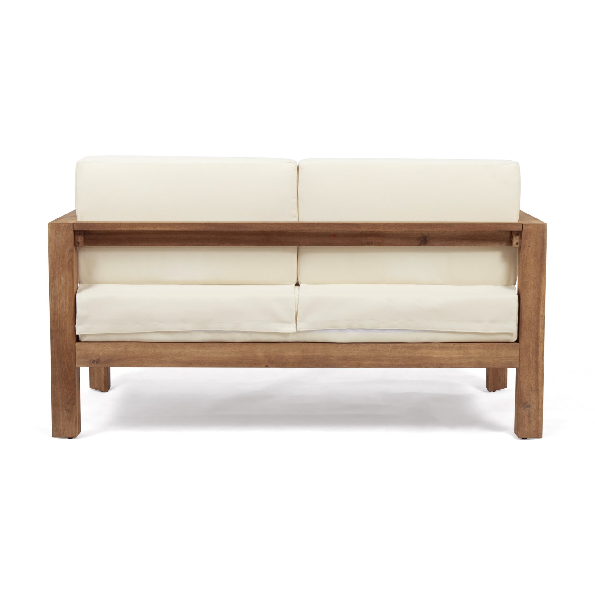 2 Piece Patio Set With Open-Back Loveseat And Coffee Table - Beige / Brown - Image 6