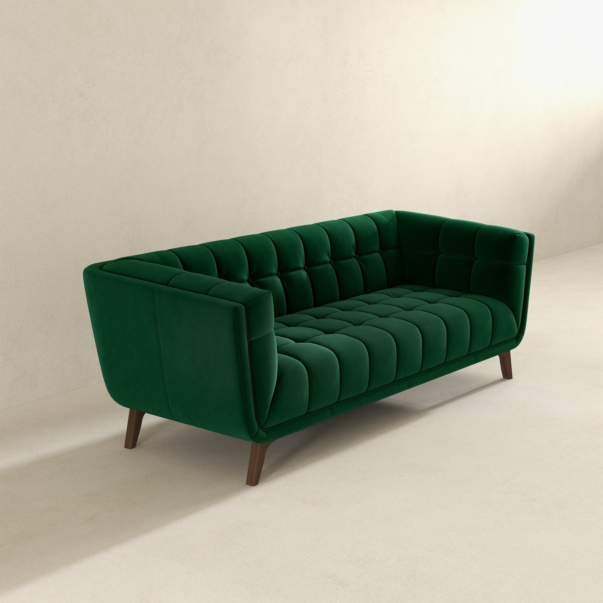 Addison - Large Velvet Sofa - Dark Green / Green - Image 5
