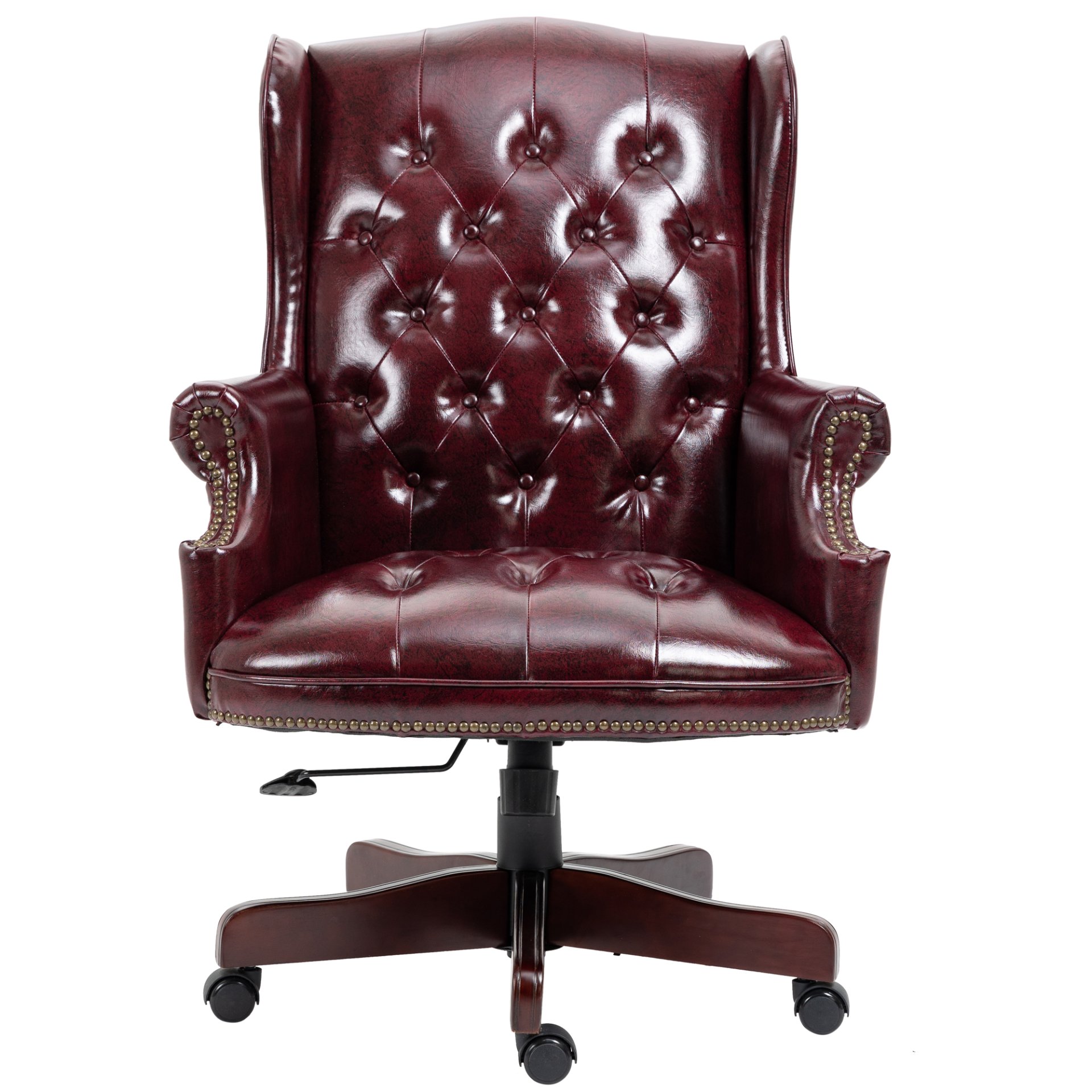 Executive Office Chair, High Back Reclining Comfortable Desk Chair With Smooth Glide Caster Wheels - Burgundy - Image 5