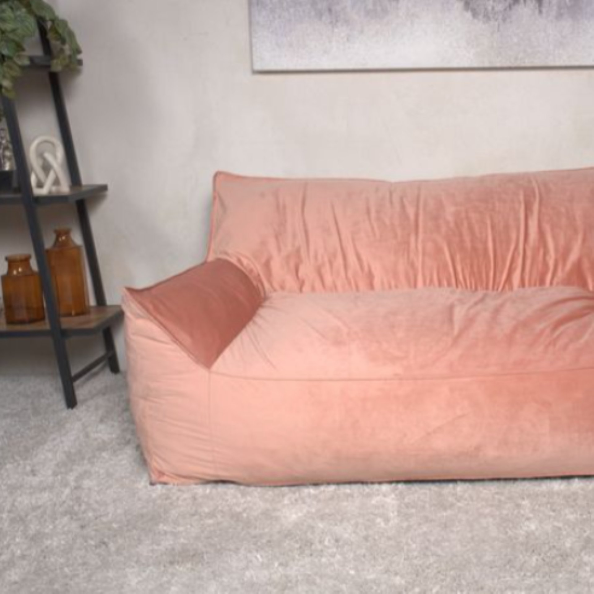 Fila - Velveteen 2 Seater Oversized Bean Bag Chair With Armrests - Pink - Image 4