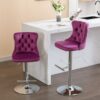 Swivel Velvet Barstools, Adjusatble Seat Height 1712PP (Set of 2) - Purple - Image 3