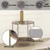 Fiorella - Marble Print Glass End Table - Black - Image 4
