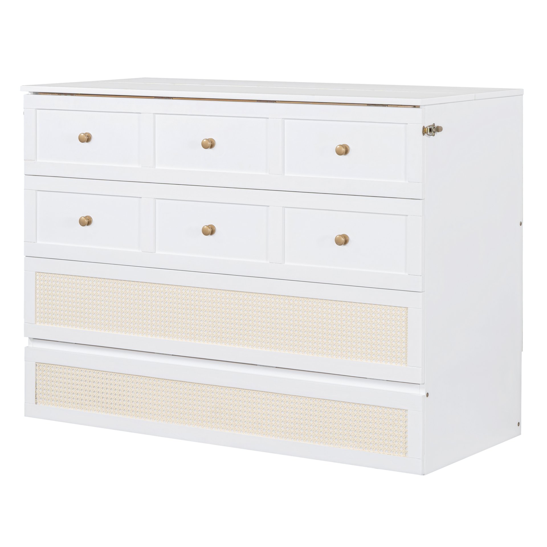 Full Size Murphy Bed With Large Drawers And Stylish Design - White - Image 5