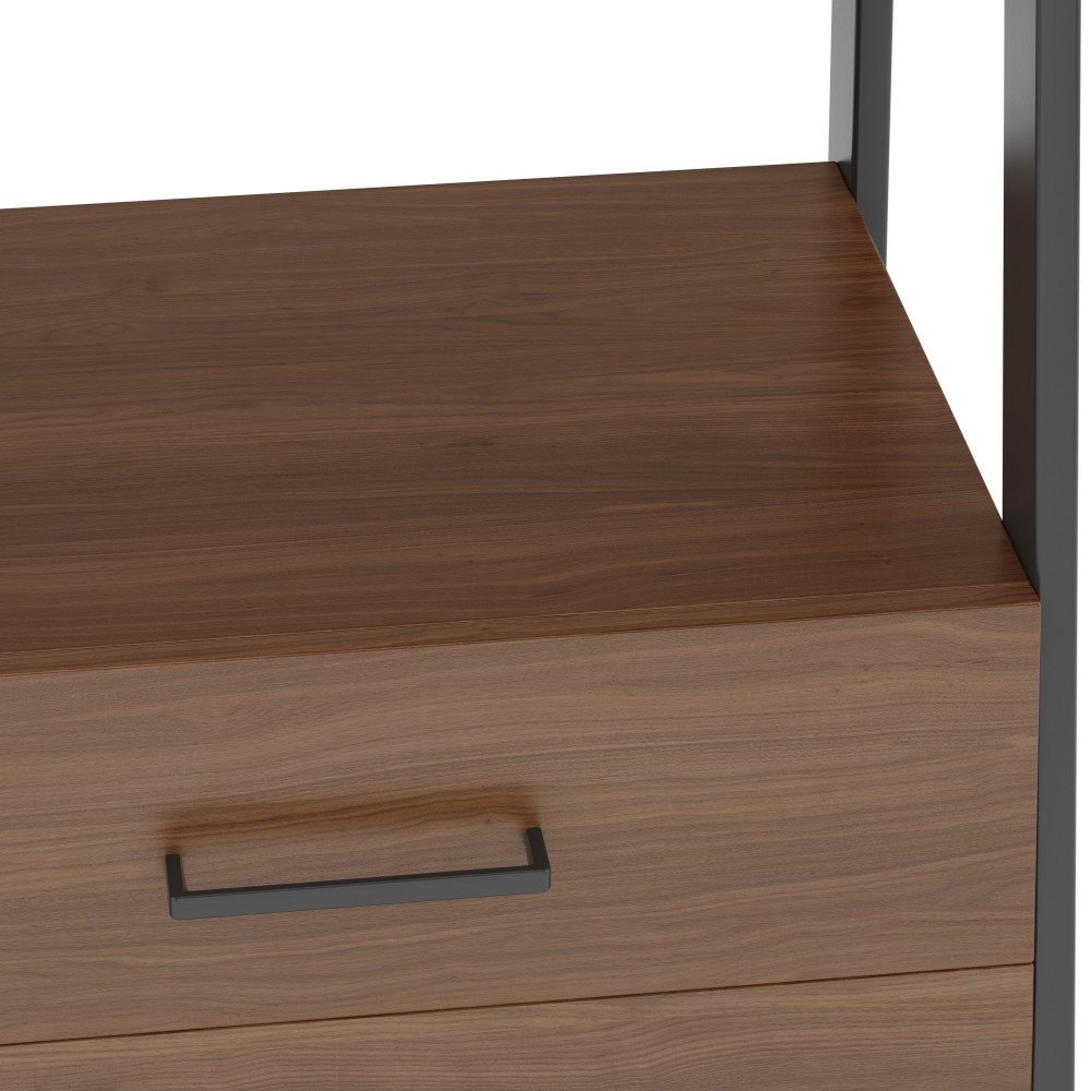 Sawhorse - Solid Walnut Veneer And Ladder Shelf With Storage - Dark Brown - Image 9