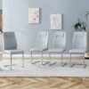 Modern Cushioned Living Room Chairs With Metal Legs (Set of 4) - Light Gray - Image 4