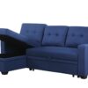 Upholstered Pull Out Sectional Sofa With Chaise - Blue - Image 19