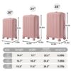 20" / 24" / 28" 3 Pieces / Set Spinner Wheel Luggage, Carry On Suitcase, With Cup Holder & USB Port & Phone Holder - Pink - Image 3