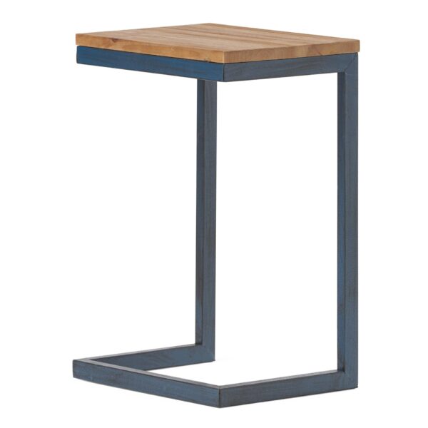 Medium C Shaped End Table With Iron Base And Fir Wood Top - Black