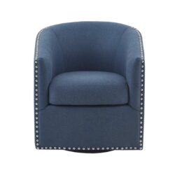 Luxurious Swivel Chair With 360 Degree Rotation Fabric And Solid Wood - Blue
