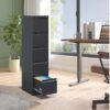 Steelcraft Pro 5 Drawer Metal Vertical File Cabinet With Lock, Steel - Brushed Nickel - Image 4