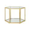Modern Living Room Coffee Table With Stainless Steel Frame And Double Layer Tempered Glass - Gold - Image 5