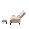 Recliner Soft Cozy Sofa Chair With Ottoman - Cream White - Image 10