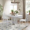 Topmax - 5 Piece Rustic Extendable Dining Table Set Round Trestle Table And 4 Cross Back Dining Chairs For Kitchen, Dining Room - Gray - Image 4