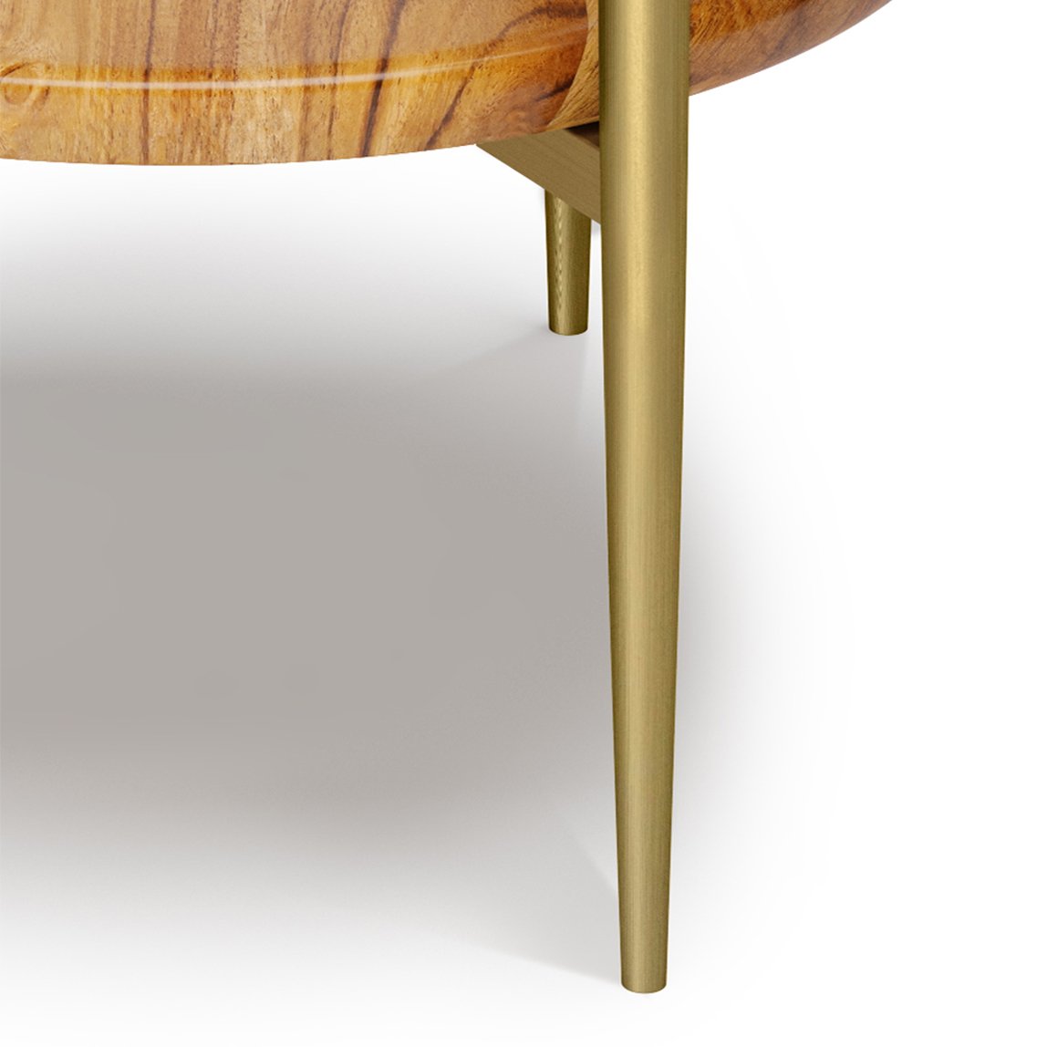 Wagner - Round Marble & Wood Side Table - White / Natural - Image 5