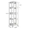 4 Tier All Steel Rotating Bookshelf With 360° Wheels, Large Size Sturdy & Spacious Book Rack, New Style Bookshelf - White - Image 3