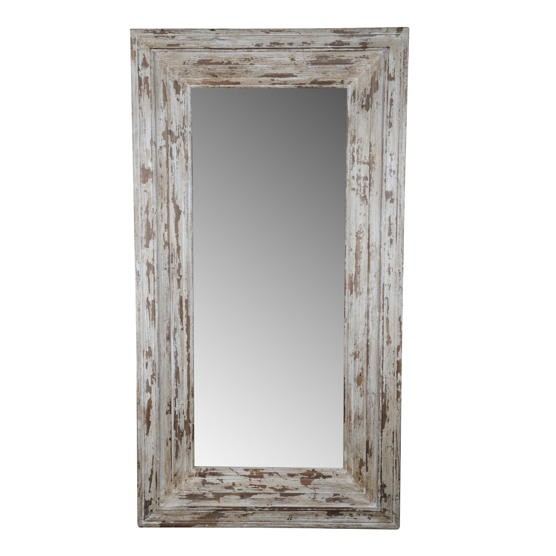 Full Length Rectangle Floor Mirror With Distressed Wood Frame - Brown - Image 2