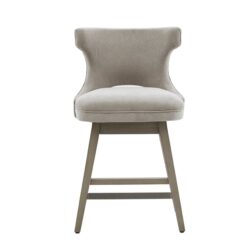 Swivel Counter Stool With Silver Detailing - Light Gray