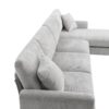 Modern Oversized Sectional Sofa, L-Shaped Luxury Couch Set With 2 Free Pillows, 5 Seat Chenille Indoor Furniture With Chaise - Light Gray - Image 5