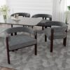 Modern Accent Chair Teddy Upholstered Armchair With Open Back 3 Legs Barrel Dining Chair Comfy Side Chair (Set of 2) - Gray - Image 9