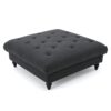 Madrid - Tufted Ottoman With Button Tufting And Turned Feet - Dark Gray - Image 6