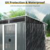 6Ft X 5Ft Outdoor Metal Storage Shed With Lockable Sliding Doors And Transparent Plate For Garden, Lawn - Black / White - Image 6