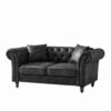 Chesterfield 3 And 2 Seater Sofa Set, High Tech Fabric, Roll Armrest, Upholstered Mid Century Modern Couch - Black - Image 8