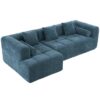 Sectional Sofa Full Compressed Sofa Modular Sofa Couch Free Combined Sofa With Deep Seating And 2 Side Pockets For Living Room - Blue - Image 22