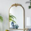 Arched Wall Mirror With Metal Frame, Wall Mirror For Living - Gold - Image 5