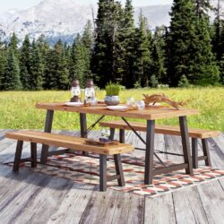 Catriona - 3 Piece Wood Outdoor Dining Set - Teak