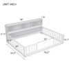 Full Floor Bed With Side Bookcase, Shelves, Guardrails - White - Image 8