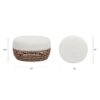 Willow - Round Upholstered Woven Patio Ottoman, Wicker Frame - Wheat Beige / Golden Brown - Image 8
