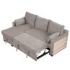 Pull Out Sleeper Sofa L-Shaped Couch Convertible Sofa Bed With Storage Chaise, Storage Racks And USB Ports - Light Brown - Image 20