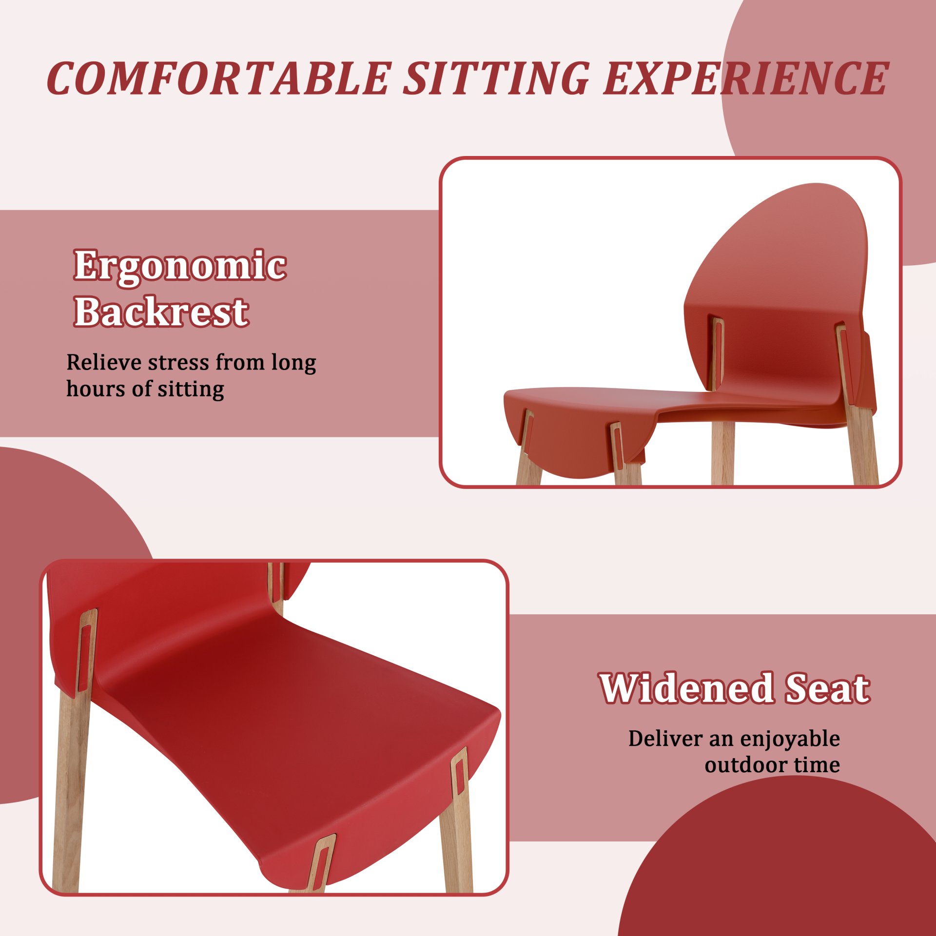 4 Piece Set Of Single Chairs With A Design Combining Modern And Traditional Elements, Durable And Comfortable - Crimson - Image 9