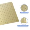 16" Square Stainless Steel Rainfall Shower Head Wall / Ceiling Mount With Self Cleaning Nozzles & Full Coverage Design - Gold - Image 6