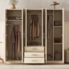 6 Doors Wardrobe Storage For Bedroom, With Big Drawers - Brown - Image 10