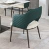 Dining Chairs, Modern Faux Leather Dining Metal Legs (Set of 2) - Green - Image 4