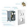 Dual Shower Head Wall Mounted Square Shower System With Rough In Valve, Stainless Steel And Brass - Chrome - Image 8