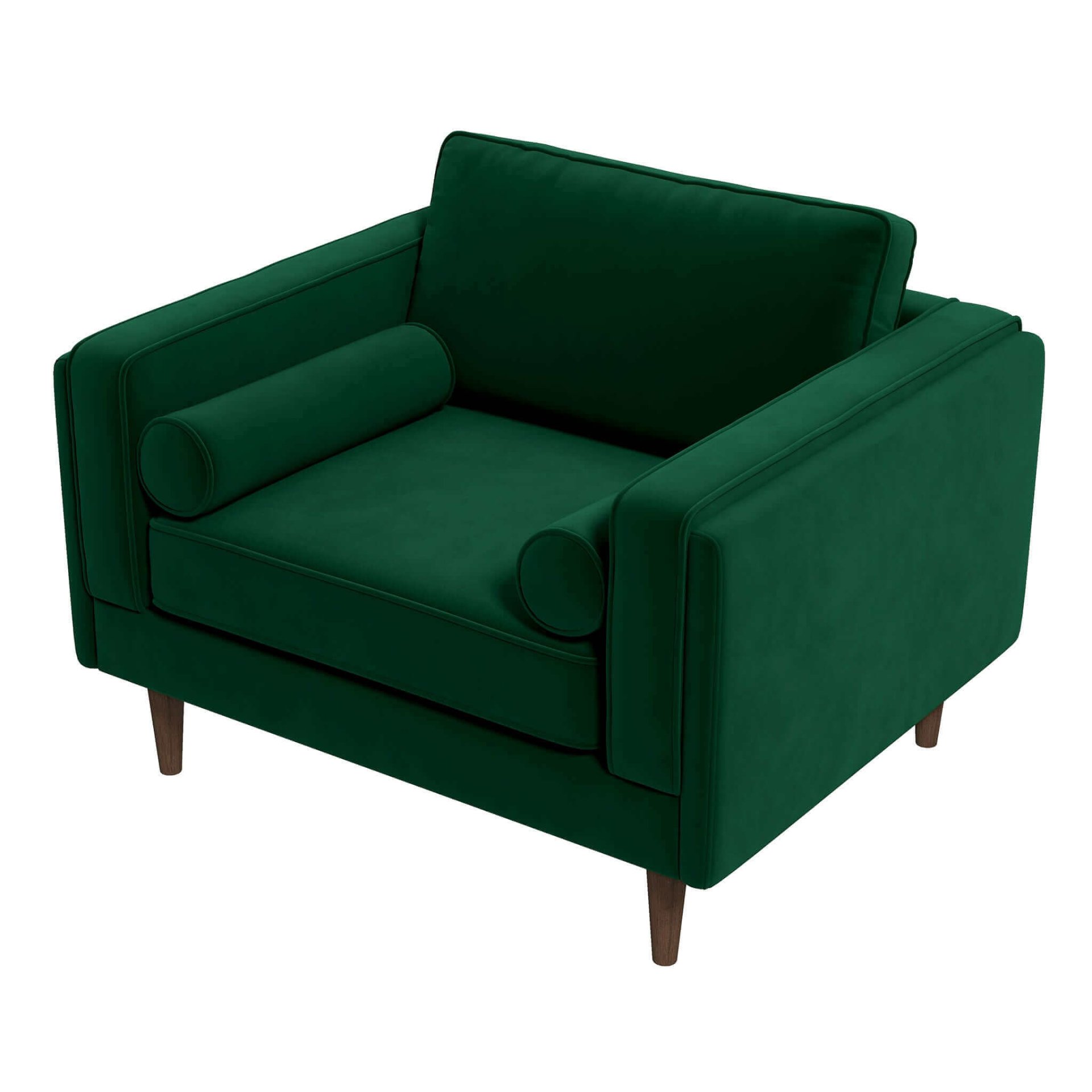 Amber - Velvet Lounge Chair - Brown / Dark Green - Image 5