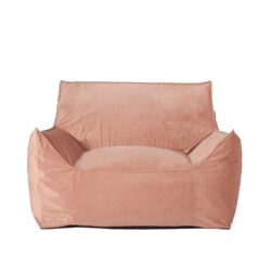 Allea - Velveteen Bean Bag Chair With Armrests, Soft Velvet - Pink