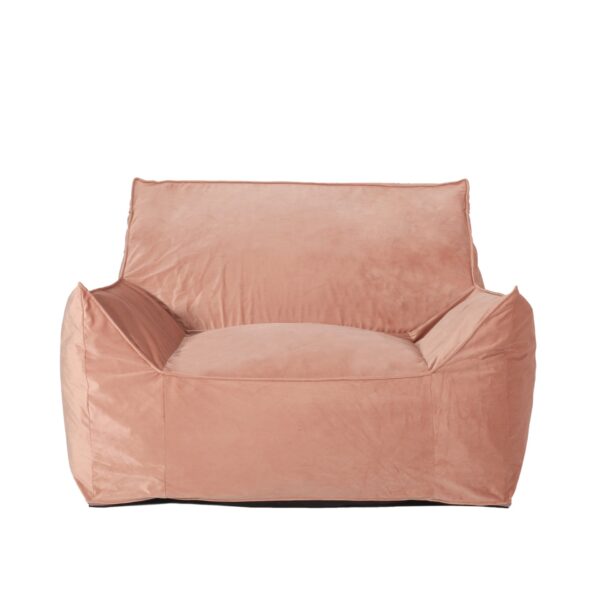 Allea - Velveteen Bean Bag Chair With Armrests, Soft Velvet - Pink