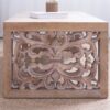 Rustic Carved Wood Coffee Table, Handcrafted Look With Ornate Side Panels - Natural - Image 11